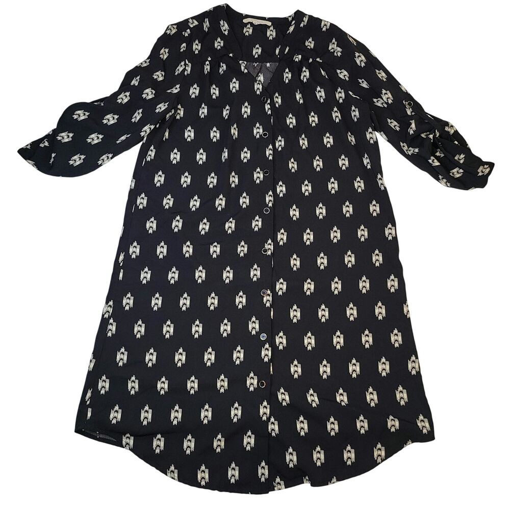 41 Hawthorn Women's Button Down Black Tan Dress Shirt Size Small